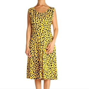 LulaRoe‎ Yellow Leopard Fit & Flair Sleeveless Midi Dress Women's size L Casual